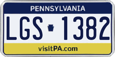 PA license plate LGS1382