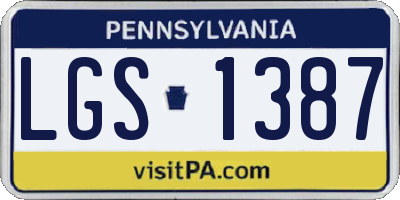 PA license plate LGS1387
