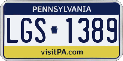 PA license plate LGS1389