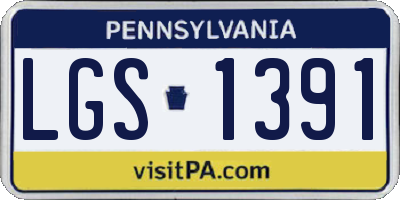 PA license plate LGS1391