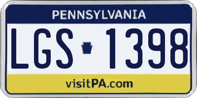 PA license plate LGS1398