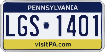 PA license plate LGS1401