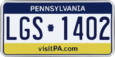 PA license plate LGS1402