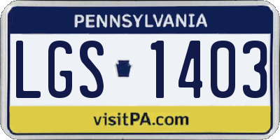 PA license plate LGS1403