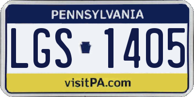 PA license plate LGS1405
