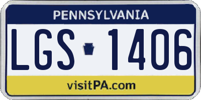 PA license plate LGS1406