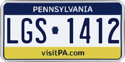 PA license plate LGS1412