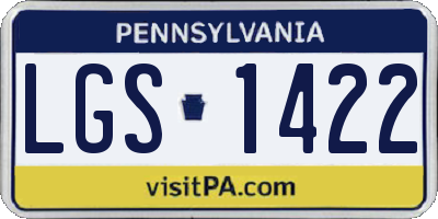 PA license plate LGS1422
