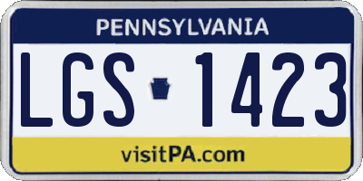 PA license plate LGS1423
