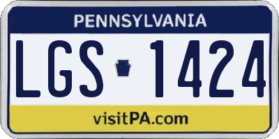 PA license plate LGS1424