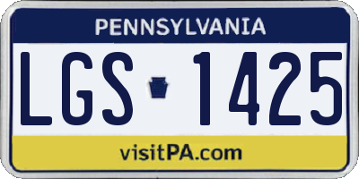 PA license plate LGS1425