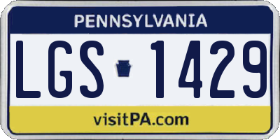 PA license plate LGS1429