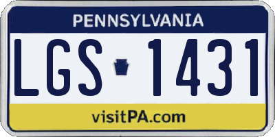 PA license plate LGS1431