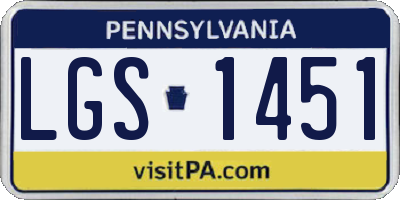 PA license plate LGS1451