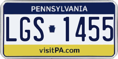 PA license plate LGS1455