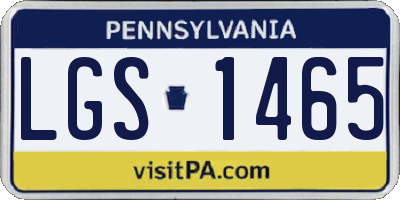 PA license plate LGS1465