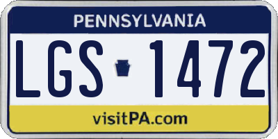 PA license plate LGS1472