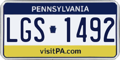 PA license plate LGS1492