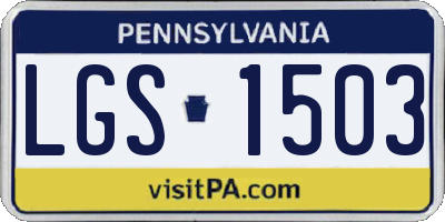 PA license plate LGS1503