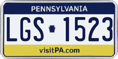 PA license plate LGS1523