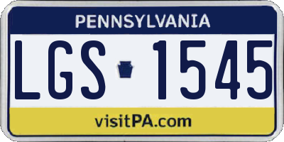 PA license plate LGS1545