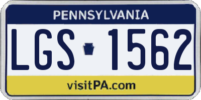 PA license plate LGS1562