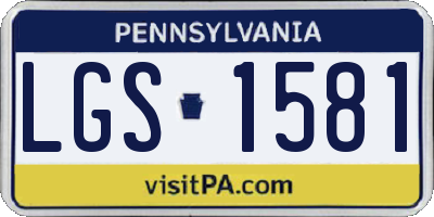 PA license plate LGS1581