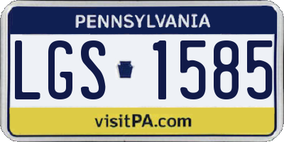 PA license plate LGS1585