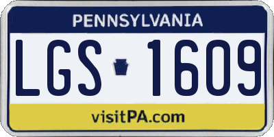 PA license plate LGS1609