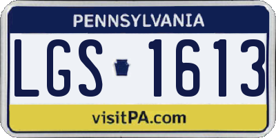 PA license plate LGS1613