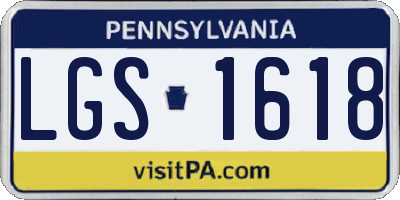 PA license plate LGS1618