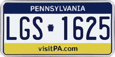 PA license plate LGS1625