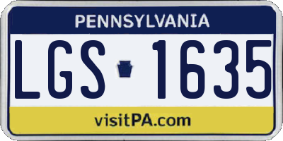 PA license plate LGS1635