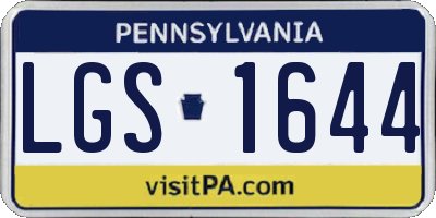 PA license plate LGS1644