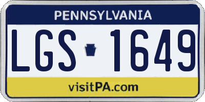 PA license plate LGS1649