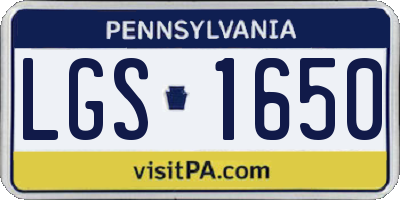 PA license plate LGS1650