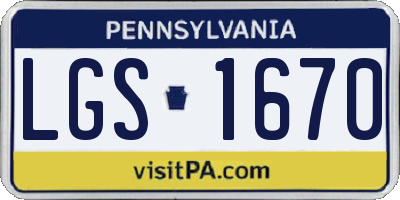 PA license plate LGS1670