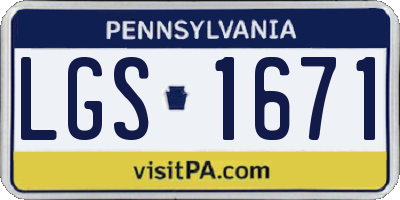 PA license plate LGS1671