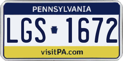 PA license plate LGS1672