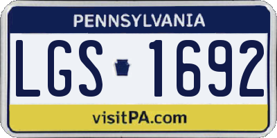 PA license plate LGS1692