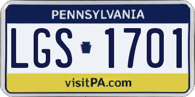 PA license plate LGS1701