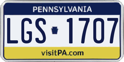 PA license plate LGS1707