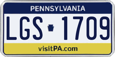 PA license plate LGS1709
