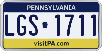 PA license plate LGS1711