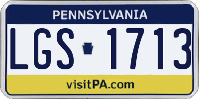 PA license plate LGS1713