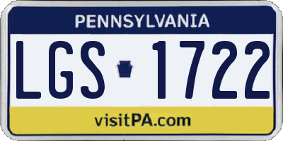 PA license plate LGS1722
