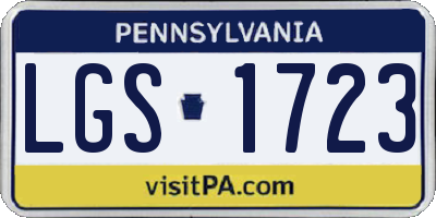 PA license plate LGS1723