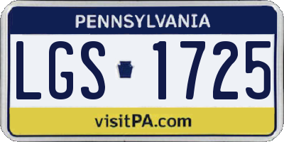 PA license plate LGS1725