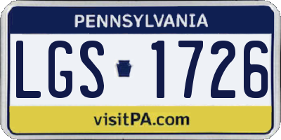 PA license plate LGS1726