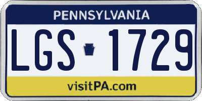 PA license plate LGS1729